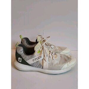 FootJoy FJ Flex Spikeless Golf Shoes Lace Up White Gray 56101 Mens‎ Size 9.5